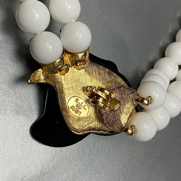 KJL for Avon Black Rose Double Strand White Bead Necklace - Picture 5 of 8